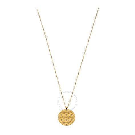 Michael Kors Mkj2654 Gold Tone Logo Disc Pendant Necklace 